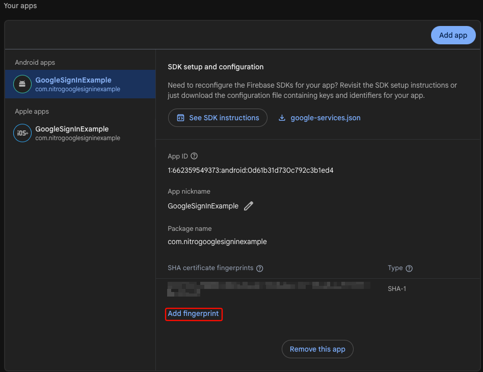 Add SHA-1 fingerprint on the Android OAuth client in Google Cloud Console